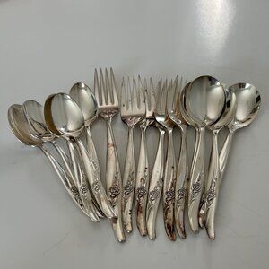 Odd Lot Vintage Oneida Rose Song Flatware 16 Pieces